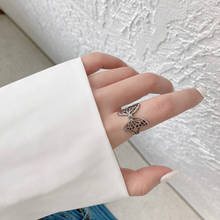 Anel de borboleta de prata antiga, anel ajustável de borboleta com ajuste retrô para presente de joias femininas 2024 - compre barato
