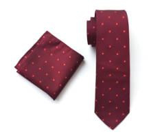 Conjunto de corbata de moda para hombre, corbata Vintage Burdeos con bolsillo tejido cuadrado 2024 - compra barato