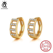 ORSA JEWELS 925 Sterling Silver Trendy CZ Hoop Earrings for Women Geometric 14K Gold Plated Earring Jewelry 2021 Trend APE14 2024 - buy cheap