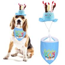 Legendog-Conjunto de Bandana de cumpleaños para mascota, babero para perro con sombrero de cumpleaños, conjunto de accesorios de ropa para graduación 2024 - compra barato