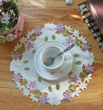 2 PCs Pastoral Embroidered Table Cloth Placemat Table Mat Plate Mat Hollow round Cover Cloth 2024 - купить недорого