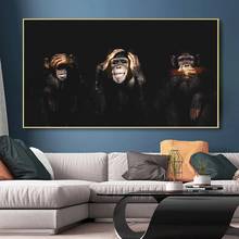 Imagens gorila macaco preto tela de pintura a óleo impressões arte de animal imagens para parede para sala de estar casa quadros decoração 2024 - compre barato