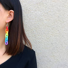Personality Candy Color Acrylic Long Chain Statement Earrings Colorful Rainbow Geometric Cool Earrings for Women Party Jewelry 2024 - buy cheap