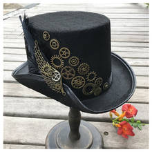 Sombrero de copa Steampunk hecho a mano para hombre y mujer, sombrero mágico de alta gama con engranaje de Metal, para escenario, fiesta, tamaño de 57CM 2024 - compra barato