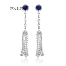 FXLRY New Drop Earrings For Women White Color Cubic Zircon Micro Paved Round Tassel Long  Elegant Jewelry Accessories 2024 - buy cheap