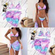 New Tie Dye Bikini Women Swimwear Female Swimsuit 2021 Swim With pieces Bikini set Bathing Wear Three Suit Sexy Bather Saro Q6Q4 2024 - buy cheap