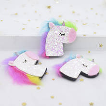 10Pcs/lot 45mm Padded Glitter Fabric Colorful Mane Unicorn Applique for DIY Hat Headwear Decor Hair Clips Accessory Patches C20 2024 - buy cheap
