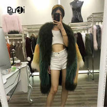 Pudi Knitted Real Raccoon Fur Coat/ Jacket /overcoat Women Warm Genuine Fur Coats Long Style 170914 2024 - buy cheap