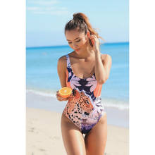 2021 New Sexy One Piece Swimsuit Halter Summer Beach Jumpsuit Female Swimming Wear Swimwear Backless Leopard Bathing Suit 2024 - buy cheap