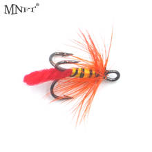 MNFT-señuelo de pesca con mosca, anzuelo Triple, barba naranja, cebra negra, cuerpo amarillo, 10 unids/caja 2024 - compra barato