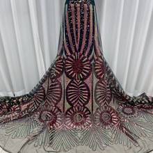 Красивый блестящие Материал вышитый тюль французский сетки кружево ткань с блестками в африканском стиле H-5.2140607 для вечерние платья 2024 - купить недорого