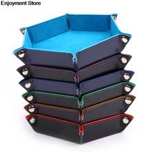 6 Colors 1pc 24cm Foldable Dice Tray Box PU Leather Folding Hexagon Coin Square Tray Dice Game 2024 - buy cheap