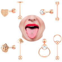 1-4pcs Tongue Rings Flower Stud Barbell Piercing Bar Stainless Steel Cartilage Earring Helix for Women Fashion Body Jewelry 14G 2024 - buy cheap