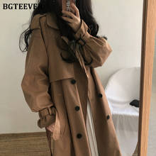 BGTEEVER Vintage Brown Oversized Women Windbreaker Coats 2020 Autumn Lapel Double Breasted Sashes Loose Ladies Trench Coats 2024 - buy cheap