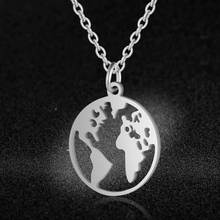 World Map Charm Necklace 100% Stainless Steel Jewelry Necklaces for Women JN136 Fashion Special Gift Wholesale 2024 - buy cheap