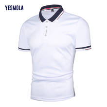 YESMOLA 2021 Новая мужская рубашка-поло летняя высококачественная повседневная модная мужская деловая рубашка-поло с коротким рукавом и воротником-стойкой 2024 - купить недорого