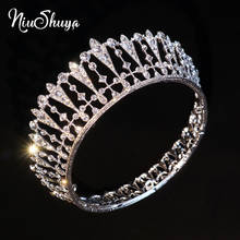 Niushuya coroa de cristal, coroa de princesa tiara para casamento, acessórios de cabelo, faixa de cabeça redonda para mulheres, ornamento de cabelo de princesa 2024 - compre barato