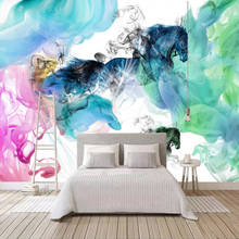 Custom Mural Modern Abstract Smoke Art Horse Self-adhesive Wall Painting Wall Decals Living Room Bedroom Photo Wall Paper Decor 2024 - buy cheap