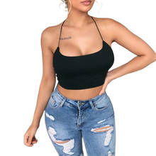 Women Girls Black/White Summer Sexy Casual Sleeveless Solid Color Back Cross Sling Slim Fit Skinny Club Camis Tanks Crop Tops 2024 - buy cheap