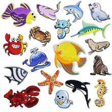 Cartoon Undersea World Fish Embroidered Patches Iron on Stickers for Clothing Applique Diy Accessories Clothes Badges for Kids 2024 - buy cheap