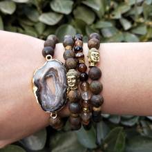 Lii Ji Natural Drusy Druzy Pendant Bronzite Buddha Hematite Crystal Healing Power Stone Bracelet Women Men Gift Dropshipping 2024 - buy cheap