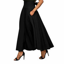 Новые модные женские расклешенные гофрированные длинные юбки с высокой талией, юбка макси с карманами, элегантные женские юбки чистого цвета 2024 - купить недорого