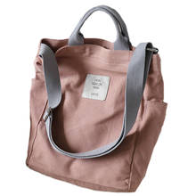Moda feminina casual lona multifuncional saco do mensageiro senhoras sacos de ombro bookbag grande sacola de compras tote rosa 2024 - compre barato