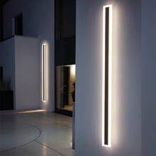Luminária de parede minimalista de led, preta, longa, à prova d'água, para decoração de parede, corredor, banheiro, interior e externo 2024 - compre barato