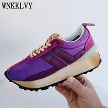 Patchwork running shoes canvas increase thick bottom lace up small dirty sneakers women flat heel causal shoes for girls  2020 2024 - buy cheap