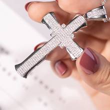 New 925 Silver Exquisite Bible Jesus Cross Pendant Necklace for women men Crucifix Charm Simulated Platinum Diamond Jewelry 2024 - buy cheap