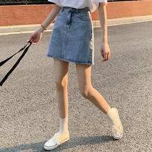 Spring Summer Women Denim Mini Skirts Harajuku Casual Slim High Waist A-line Skirt Vintage Blue Short Jean Skirt Female Elegant 2024 - buy cheap