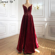Serene Hill-Vestidos de Noche de lujo para mujer, vestidos de terciopelo rojo vino, línea A, cuentas, Sexy, fiesta, LA70956, 2021 2024 - compra barato