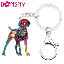 Bonsny Enamel Alloy Rhinestone Floral Doberman Dog Key chains Key Rings Car Purse Bag Decorations Keychains For Women Girls Gift 2024 - buy cheap