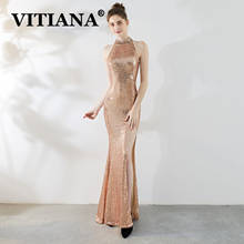 VITIANA-Vestido largo de fiesta sin mangas para mujer, prenda Sexy, elegante, con Espalda descubierta, color dorado 2024 - compra barato