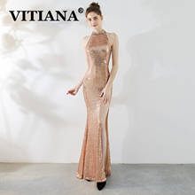 VITIANA Women Sleeveless Sexy Party Long Dress Female Backless Elegant  Trumpet Dresses Femme Gold Host Noble Banquet Vestidos 2024 - buy cheap