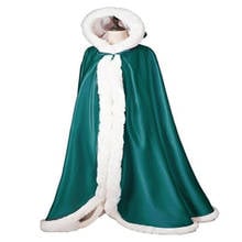 vintage Winter Bridal Shawl Wraps Wedding Cloak Cape Hooded with Fur Trim Long Bridal Jacket Evening Party Bridal shawl cloak 2024 - buy cheap