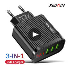 5V3A USB Charger 3 Ports Wall Phone Quick Charge For iPhone Samsung Xiaomi Fast Charging EU/US LED Display USB Charge Adapter 2024 - buy cheap