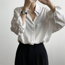 LMQ NEW White Blouse Women Long Sleeve Oversized Formal Shirt Autumn Lapel Ladies Streetwear Shirt Japanese Casual Tops 2024 - buy cheap