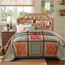 100% cotton Quilted plaid print Bedspread Bed Cover Bed Sheet size 230x250cm and 250x270cm blanket Pillowcases 3pcs 2024 - buy cheap