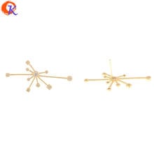 Cordial Design 20Pcs 18*36MM Jewelry Accessories/CZ Earrings Stud/Flower Shape/Genuine Gold Plating/Hand Made/Earring Findings 2024 - buy cheap