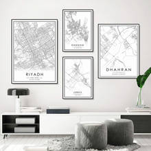 Карта арабского города Эр-Рияд Даммам дхахран джубайл Даммам холст живопись Настенная печать плакат картина для гостиной интерьер домашнее украшение 2024 - купить недорого
