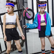 Hip Hop Kids Dancing Costumes for Girls Jazz Ballroom Dance Clothes Children Jacket Crop Top Pant Party Show Stage Wear Costumes 2024 - buy cheap