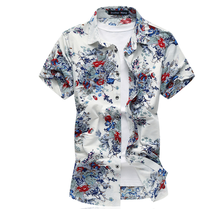 Summer Mens Shirt  Floral Print Male Casual Short Sleeve Shirt High Quality Elasticity Shirt  Brand Clothes Large Size 6XL 7XL 2024 - buy cheap