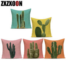 Capa de poliéster com travesseiros decorativos, capa colorida de cacto tropical, sofá para decoração de casa, sala de estar 2024 - compre barato