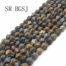 Free Shipping 8mm Faceted Round Polygonal Vintage Picture Jaspers Natural Gems Stone Wholesale Beads Strand 15" 2024 - buy cheap