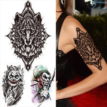 Wolf Head Black Temporary  Tattoos For Women Men Adults Realistic Fake Clown Tattoo Sticker DIY Waterproof Arm Chest Tatoos 2024 - buy cheap