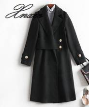 Xnxee autumn and winter woolen coat large size women's black woolen coat XL-5XL 2024 - buy cheap