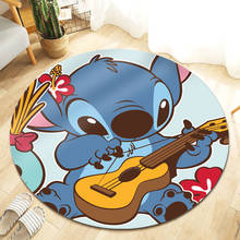 Tapete lilo e stitch para bebês, carpete redondo de 100cm antiderrapante para sala de estar, quarto e área 2024 - compre barato