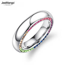 JeeMango-anillos de boda de circonia cúbica para mujer, de lujo, brillantes, coloridos, con diamantes de imitación, bandas de declaración, anillo de compromiso JR19173 2024 - compra barato
