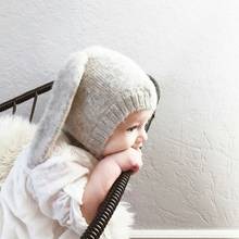 Осень-зима детская шапка для младенцев детская одежда с кроличьими ушами на капюшоне, вязаная шапка для детей 2024 - купить недорого